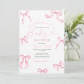 Pink Bow Baby Shower Invitation (Debout devant)