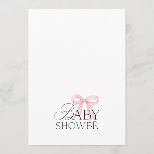 Pink Bow Baby Shower Invitation (Dos)