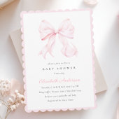 Pink Bow Baby Shower Invitation Kaart