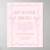 Pink Bow Baby shower My Water Broke spel Poster (Voorkant)