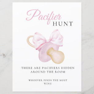 Pink Bow Baby shower Pacifier Hunt Spelbord