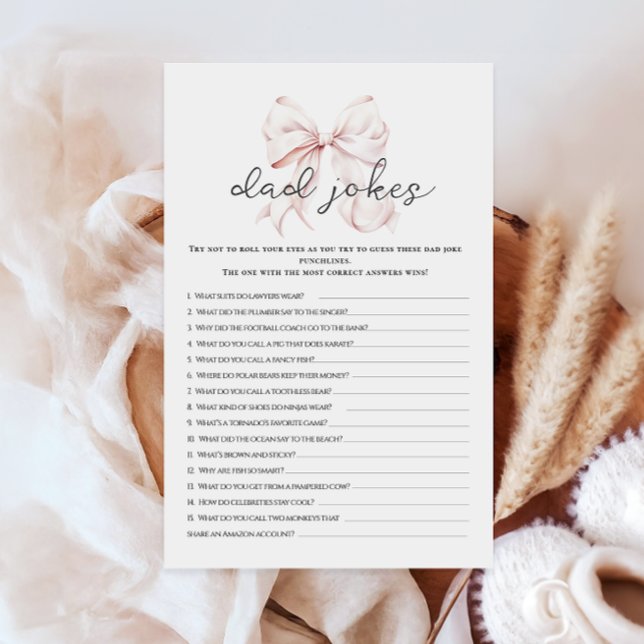 Pink Bow Baby shower Papa Jokes Activiteit Spellet (Creator heeft geüpload)