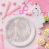 Pink Bow Baby Shower  Papieren Bordje (Feest)
