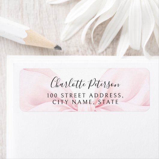 Pink Bow Baby Shower Return Address Label (Insitu)