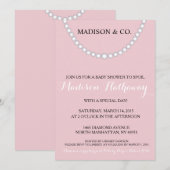 Pink Bow Baby shower Uitnodigen Kaart (Voorkant / Achterkant)