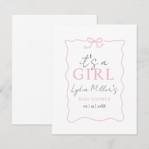 Pink Bow Baby shower Uitnodiging, Meisje Baby show