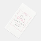 Pink Bow Baby shower Uitnodiging, Meisje Baby show Servet (Hoek)