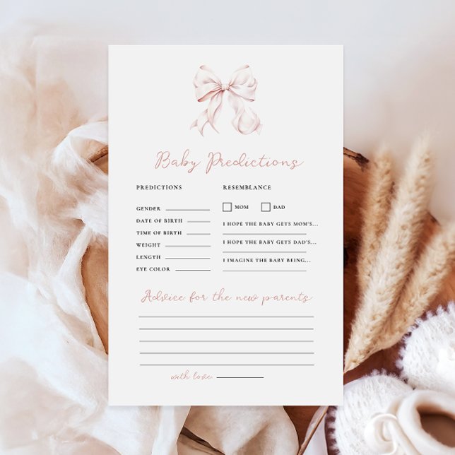 Pink Bow Baby shower Voorspelling & Advies Spel (Creator heeft geüpload)