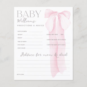 Pink Bow Baby shower VOORSPELLINGEN & ADVIES Spel