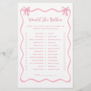 Pink Bow Baby shower zou ze liever spel