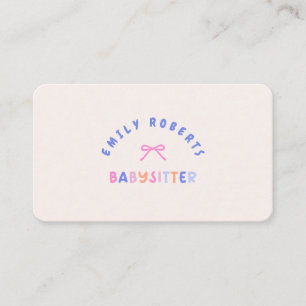 Pink Bow, babysitter Visitekaartje