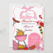Pink Bow Backyard BabyQ Baby Shower Kaart (Voorkant)
