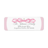 Pink Bow Baptism Envelope Return Address Label (Voorkant)