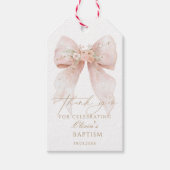 Pink Bow Baptism Thank You Cadeaulabel (Voorkant)