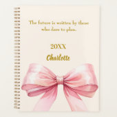 Pink bow beige cream inspirational quote 2026 (Devant)