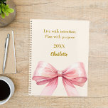Pink bow beige cream quote 2026<br><div class="desc">A soft beige,  cream colored background,  decorated with a large pink bow.  Quote: Live with intention.  Plan with purpose.</div>