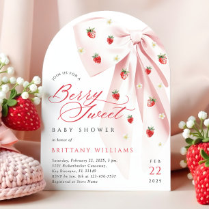 Pink Bow Berry Sweet Baby shower Arch Kaart