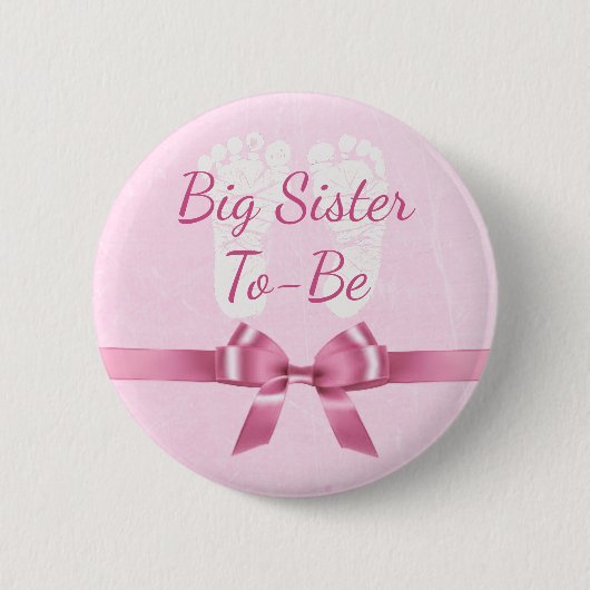 Pink Bow Big Sister om Baby shower Button te zijn (Voorkant)