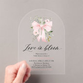 Pink Bow Bloemen Liefde in Bloom Arch Vrijgezellen Acryl Uitnodigingen (Insitu (Draagbaar))