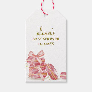 Pink Bow Bonjour Bébé French Macarons Baby shower Cadeaulabel