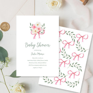 Pink Bow Bouquet Baby shower Kaart