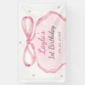 Pink Bow Boutique 1e verjaardagsfeestje Spandoek (Verticaal)
