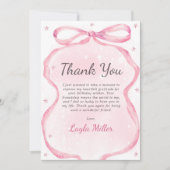 Pink Bow Boutique Verjaardagsfeest Bedankkaart (Voorkant)