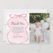 Pink Bow Boutique Verjaardagsfeest Foto Bedankkaart (Voorkant)