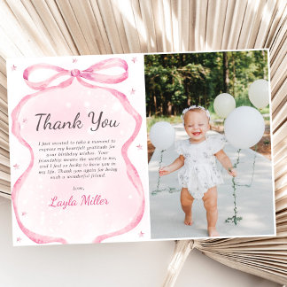 Pink Bow Boutique Verjaardagsfeest Foto Bedankkaart
