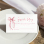 Pink Bow Bridal Shower Guess How Many Game Informatiekaartje