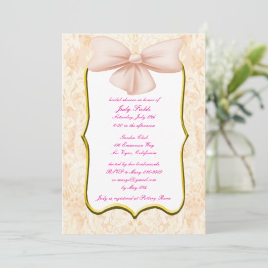 Pink Bow Bridal Shower Invitation (Debout devant)