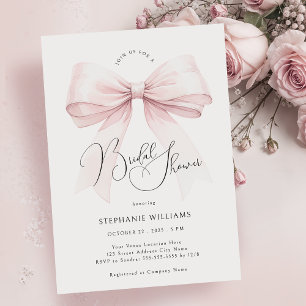 Pink Bow Bridal Shower Invitation