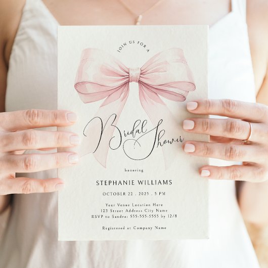 Pink Bow Bridal Shower Invitation