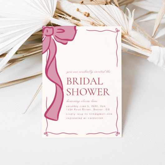Pink Bow Bridal Shower Invitation