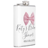 Pink bow bridal shower name date pastel stylish te heupfles (Rechts)