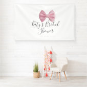 Pink bow bridal shower name date pastel stylish te spandoek (Insitu)