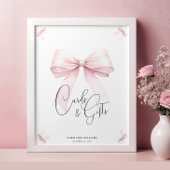 Pink Bow Bridal Shower Sign Poster