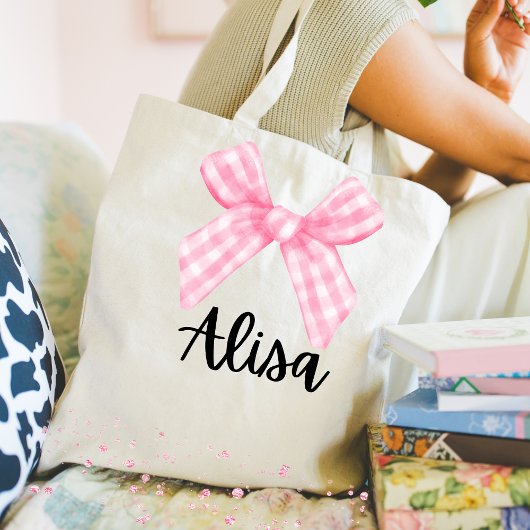 Pink Bow Bridesmaid Tote Bag