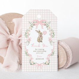 Pink Bow Bunny Rabbit Balloon Birthday Thank You Cadeaulabel