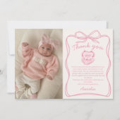 Pink Bow Cake Anniversaire Photo Carte de remercie (Devant)