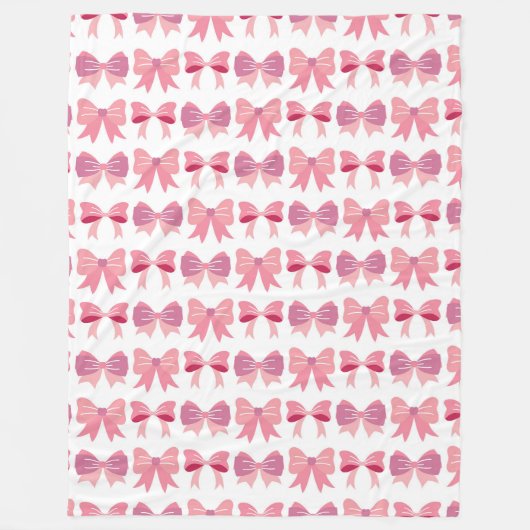 Pink Bow Charm Fleece Deken (Voorkant)