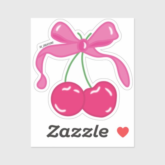 Pink Bow Cherries Sticker (Vel)