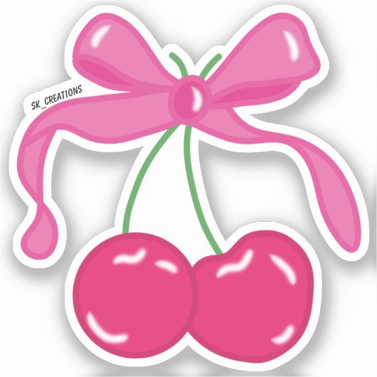 Pink Bow Cherries Sticker (Voorkant)