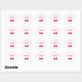 Pink Bow Cherry Baby Shower Round Stickers (Feuille)