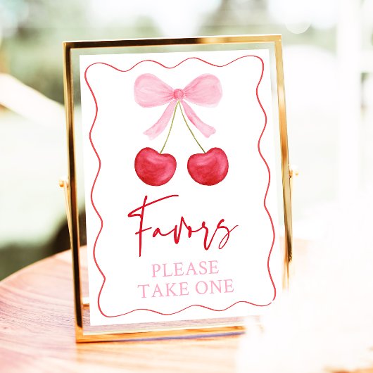 Pink Bow Cherry Baby shower voorkeursbord Poster