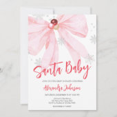 Pink Bow Christmas Baby shower Kaart (Voorkant)