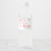 Pink Bow Christmas Baby Shower Waterfles Etiket (Voorkant)