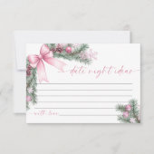 Pink Bow Christmas Date Night Ideas Card RSVP Kaartje (Voorkant)