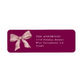 Pink Bow Christmas Retour Adres Etiket (Voorkant)
