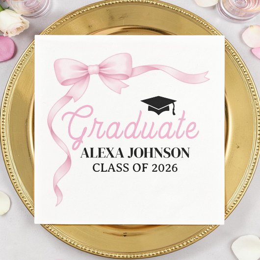 Pink Bow Class Of 2026 Graduation Servet